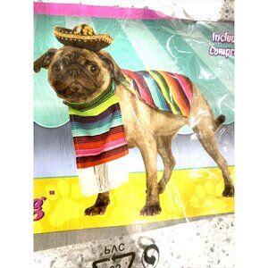 Mexican Sarape Pet Costume Sombrero Dog Poncho Mariachi Puppy Taco Bell